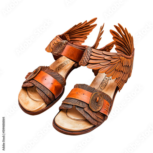 Winged sandals. Isolated on transparent background. photo