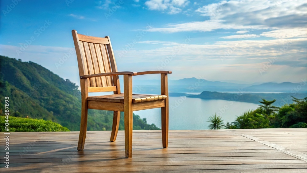 Teak wooden chair isolated on white background in panoramic view Teak wooden chair isolated on white background in panoramic view