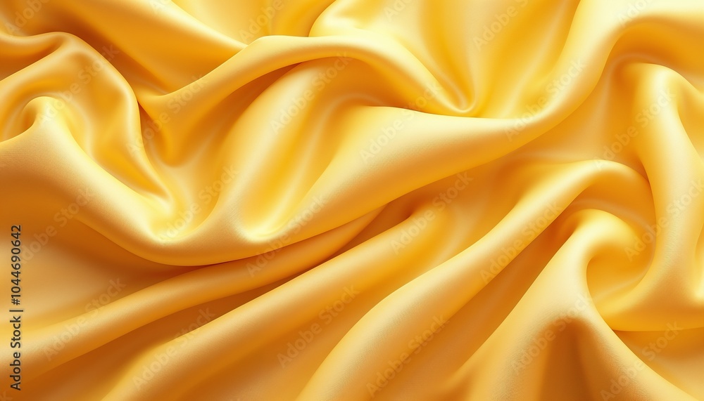 Fototapeta premium Luxurious Golden Silk Fabric with Elegant Flowing Texture