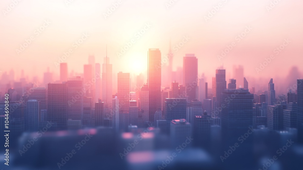 Fototapeta premium Soft Focus Morning Light over City Skyline