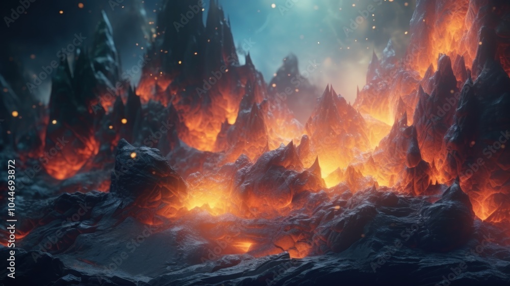 Fiery Mountain Landscape Fiery Mountain Landscape
