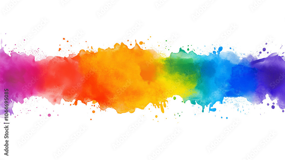 Obraz premium Rainbow paint splash border isolated on a white background