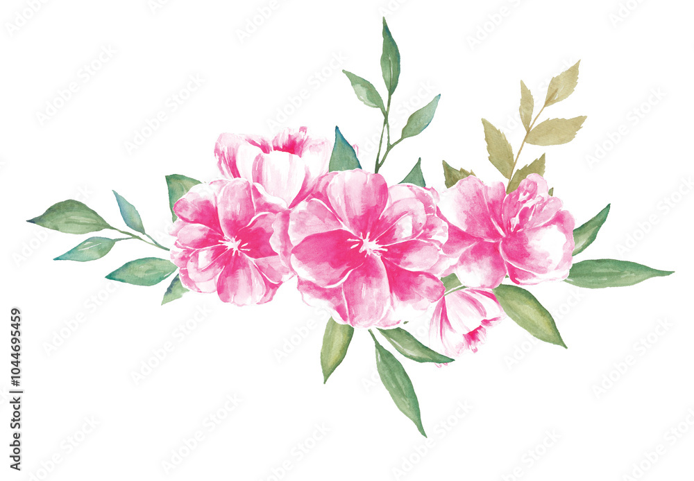 Watercolor Bouquet of Flowers Botanical 