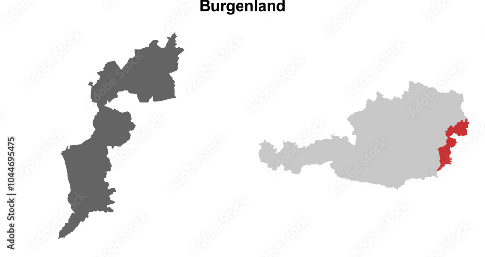 Fototapeta premium Burgenland state blank outline map set
