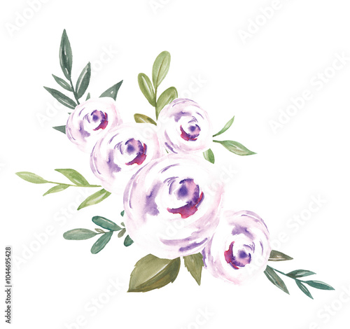 Watercolor Bouquet of Flowers Botanical 