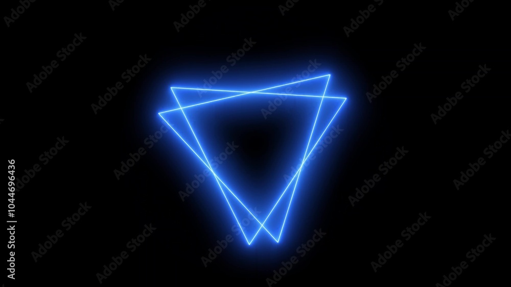 Glowing Blue Neon Triangle on Black Background Glowing Blue Neon Triangle on Black Background