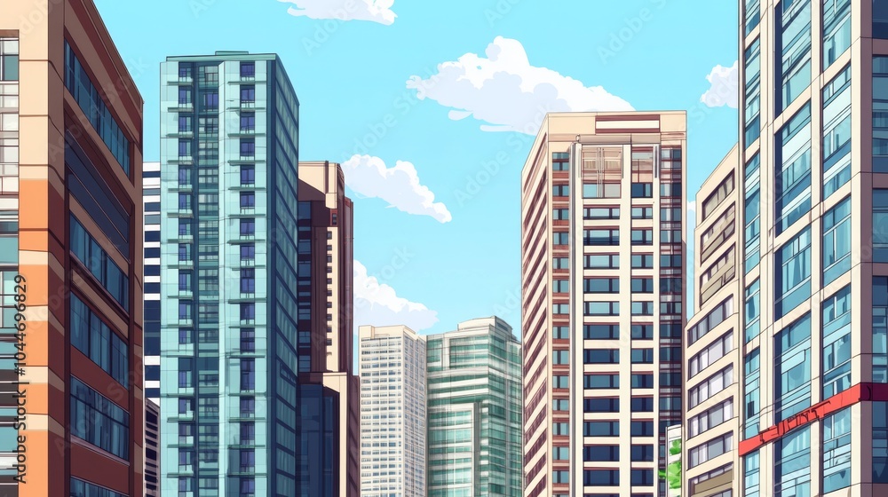 Modern City Skyline with High-Resolution Details Modern City Skyline with High-Resolution Details