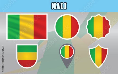 Amazing vector of the National Flag of Mali, featuring vertical green, yellow, and red stripes. Perfect for use in educational materials, international projects, or patriotic designs.