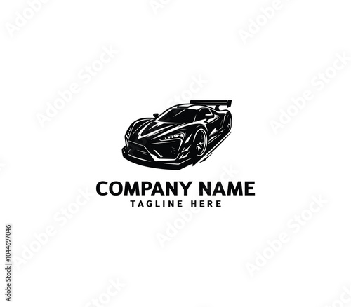 Vector silhouette sport car logo. Race car symbol logo template. Black car silhouette