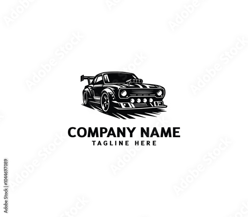 Vector silhouette sport car logo. Race car symbol logo template. Black car silhouette