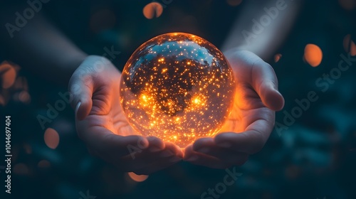 Hands Holding Glowing Orb o...