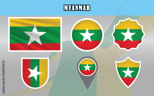 High-quality vector file of Myanmar's national flag, ideal for use in presentations, teaching resources, or projects requiring a clear representation of Myanmar's identity.