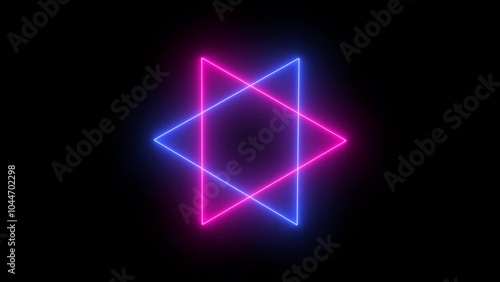 Neon Star with Intersecting Pink and Blue Lines