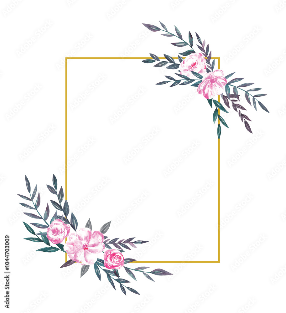 Obraz premium Frame Bouquet of Flowers Botanical Watercolor