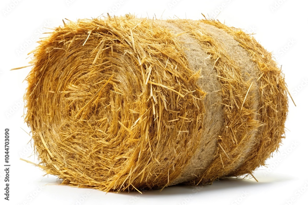 Tightly packed bale of hay on white background Tightly packed bale of hay on white background