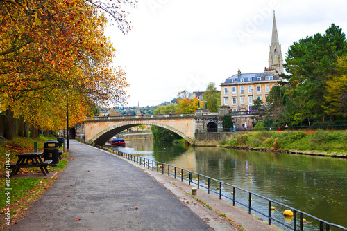 North parade bridge over Avon river in Bath, Somerset, England,  UK. photo