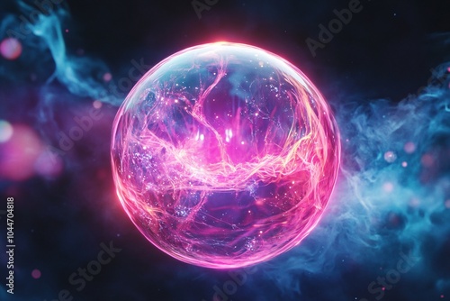 Glowing Energy Sphere in Cosmic Space - Abstract Digital Art