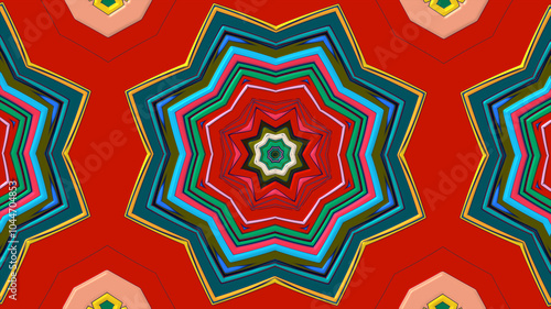 Tableau sur toile Abstract colorful psychedelic mandala kaleidoscope background pattern for a summ