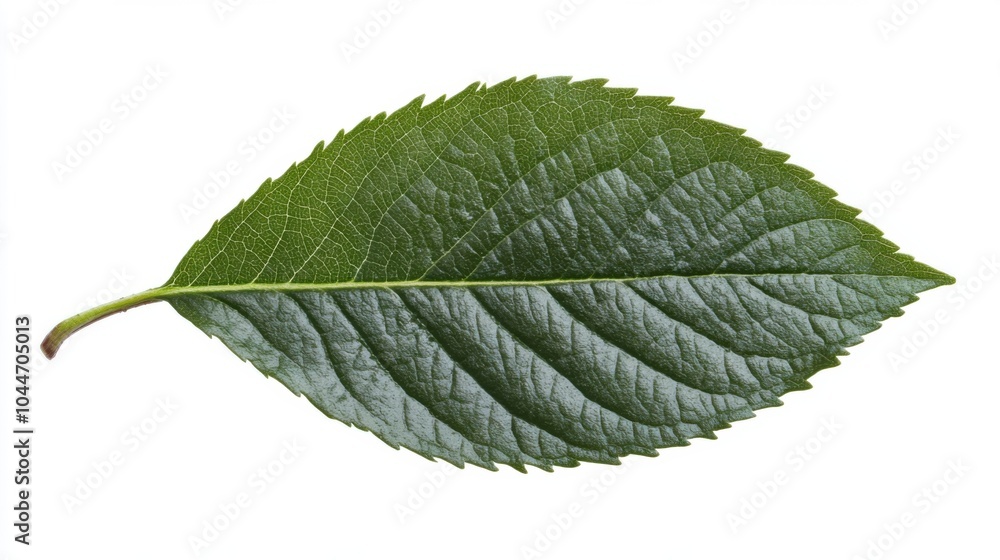 Green Leaf with Veins and Serrated Edges Green Leaf with Veins and Serrated Edges