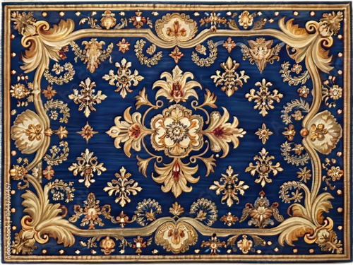 Classic Navy Aubusson Rug with Intricate Patterns Perfect for Elegant Home Decor and Interiors photo