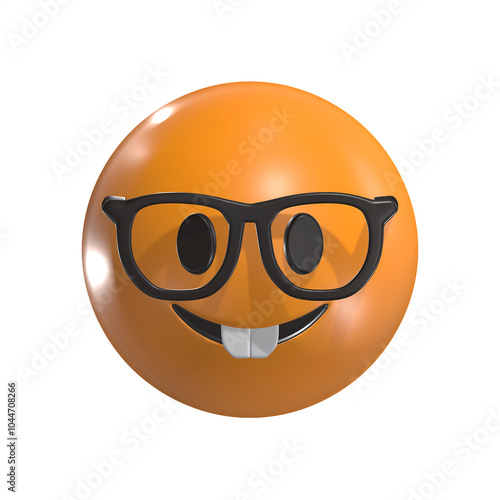 Nerd Face Wearing A Glasses 3D Emoticon Icon