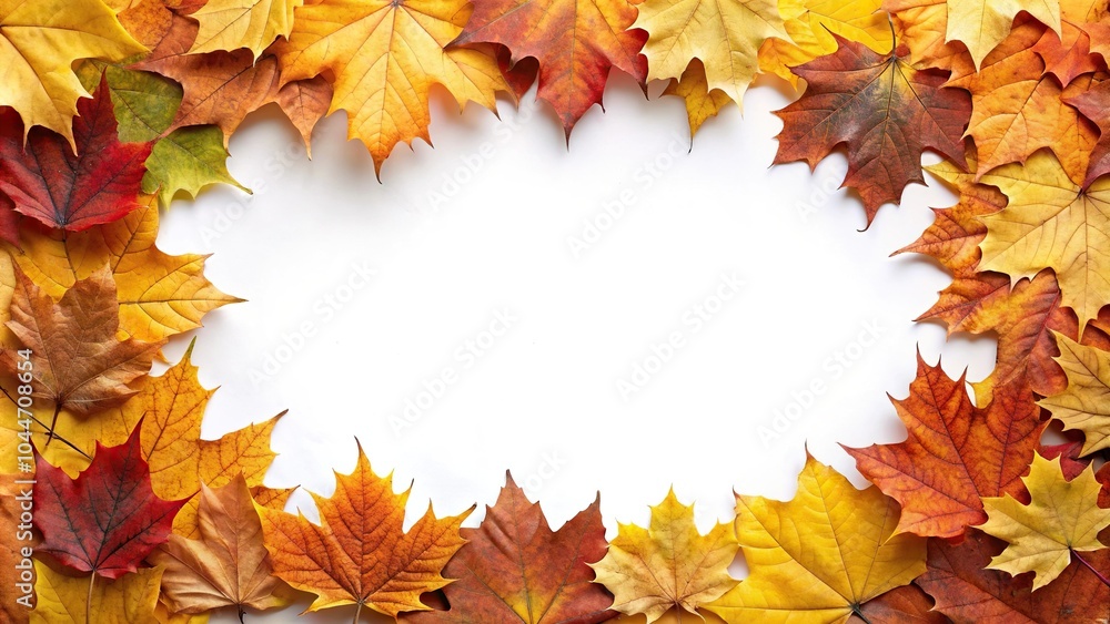 Tilted angle frame of autumn leaves on white background Tilted angle frame of autumn leaves on white background