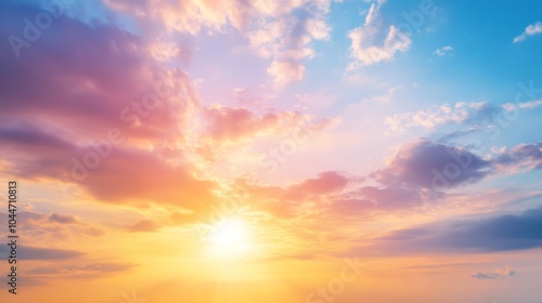 Fototapeta Naklejka Na Ścianę i Meble -  Vibrant Sunset Skies with Soft Lighting and Colors