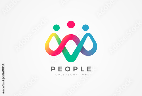 People logo design. Community human Logo with gradient color. people logo design template. vector illustration