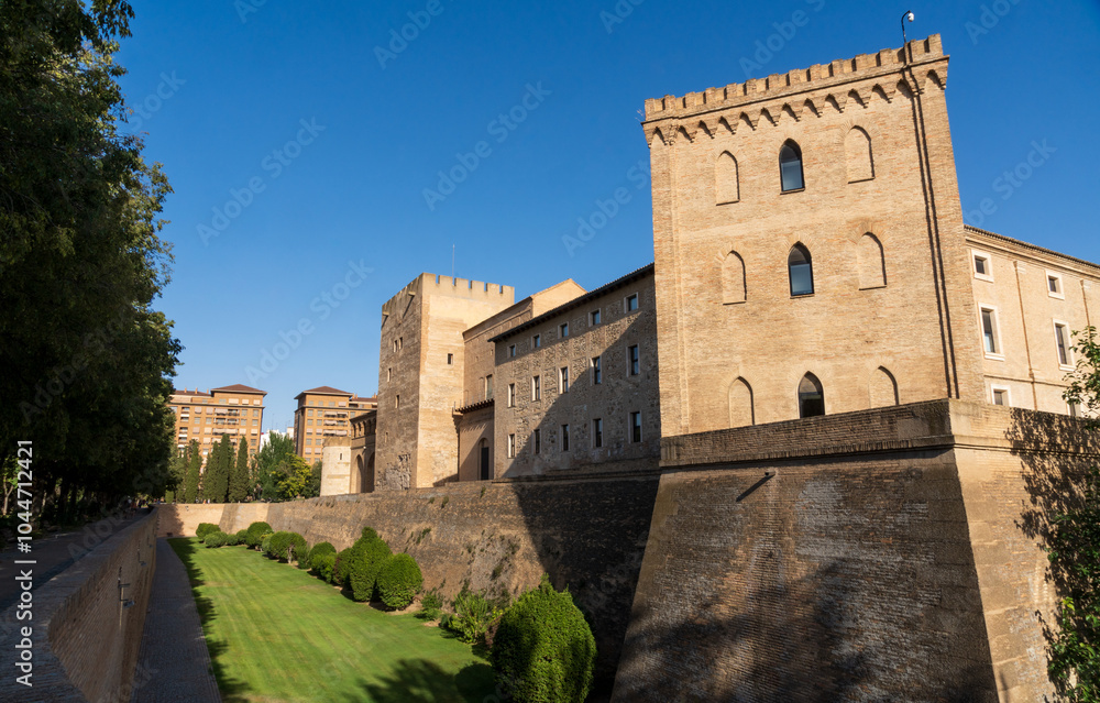Aljafería Palace a fortified medieval palace built during the second half of the 11th century in the Taifa of Zaragoza in Al-Andalus, present day Zaragoza, Aragon, Spain Aljafería Palace a fortified medieval palace built during the second half of the 11th century in the Taifa of Zaragoza in Al-Andalus, present day Zaragoza, Aragon, Spain