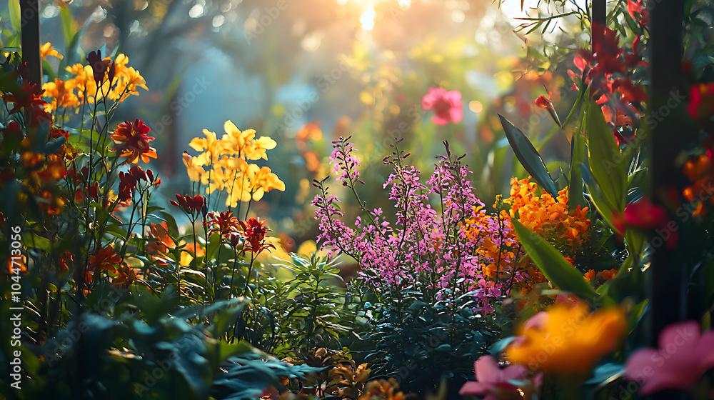 view of beautiful flower plants in the morning view of beautiful flower plants in the morning