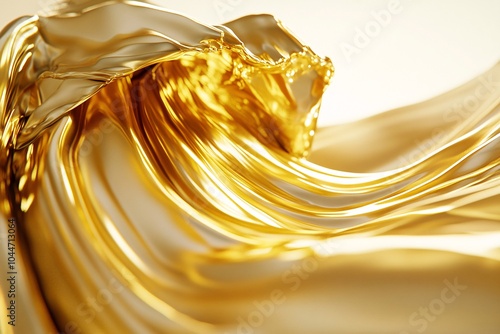 Abstract Golden Wave Texture - Liquid Gold Art