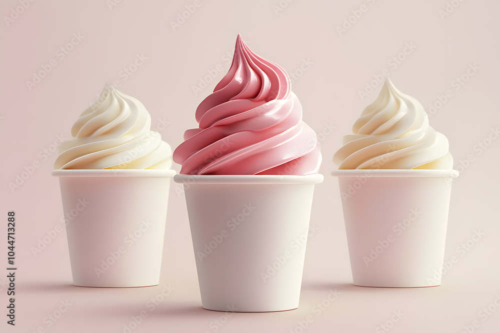 Frozen yogurt or soft serve ice cream packaging mock up isolated on light background Frozen yogurt or soft serve ice cream packaging mock up isolated on light background