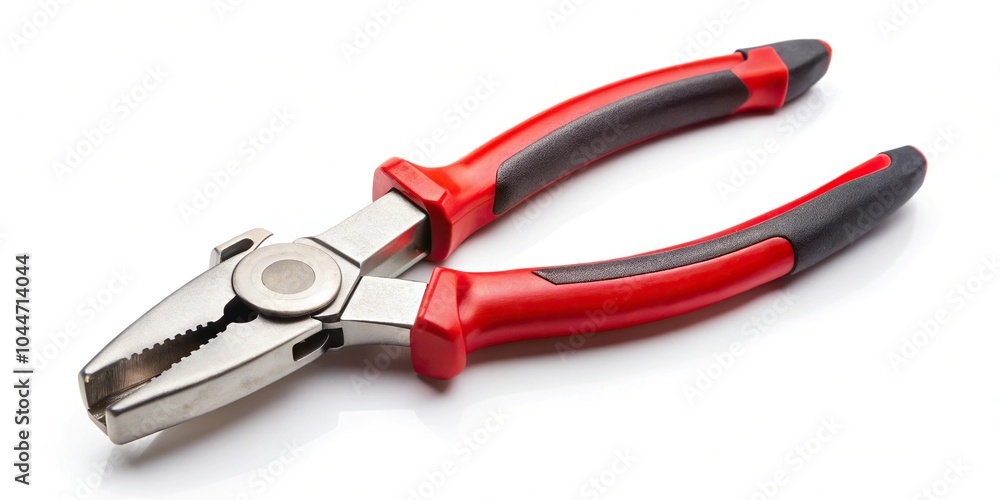 Tilted angle pliers with rubber handle on white background Tilted angle pliers with rubber handle on white background