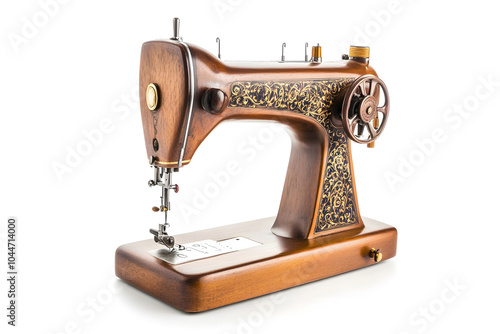 Vintage sewing machine isolated on white background