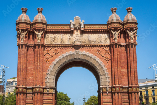 The Arc de Triomf, memorial arch in Barcelona, Catalonia, Spain, built by architect Josep Vilaseca I Casanovas as the main access gate for the 1888 Barcelona World Fair photo