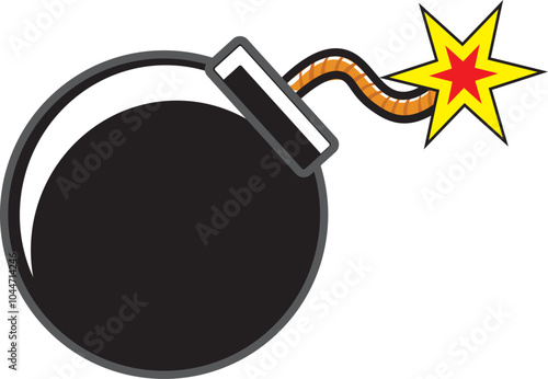 cartoon bomb illustration with dark and light light