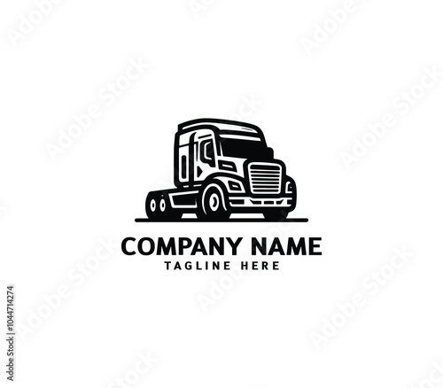 Vector truck silhouette abstract logo. Freight, delivery industry, symbol. Logistics company logo