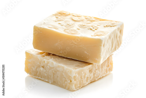 Bar of natural, handmade soap, isolated on a white background