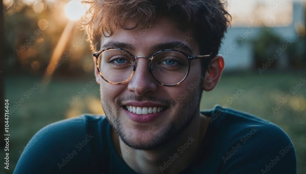 Portrait of a caucasian wearing rounded glasses Portrait of a caucasian wearing rounded glasses