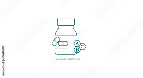 Vitamins and Supplements Vector Icon for Daily Nutrition