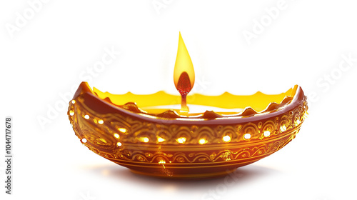 Happy Diwali Diya lamp png isolated on a white background photo