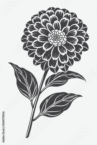 Zinnia Branch with Flowers Silhouette Vector Design for Artistic and Creative Projects