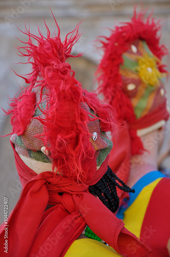 Dancers dancing and wearing one of the traditional folk costume from Brazil photo