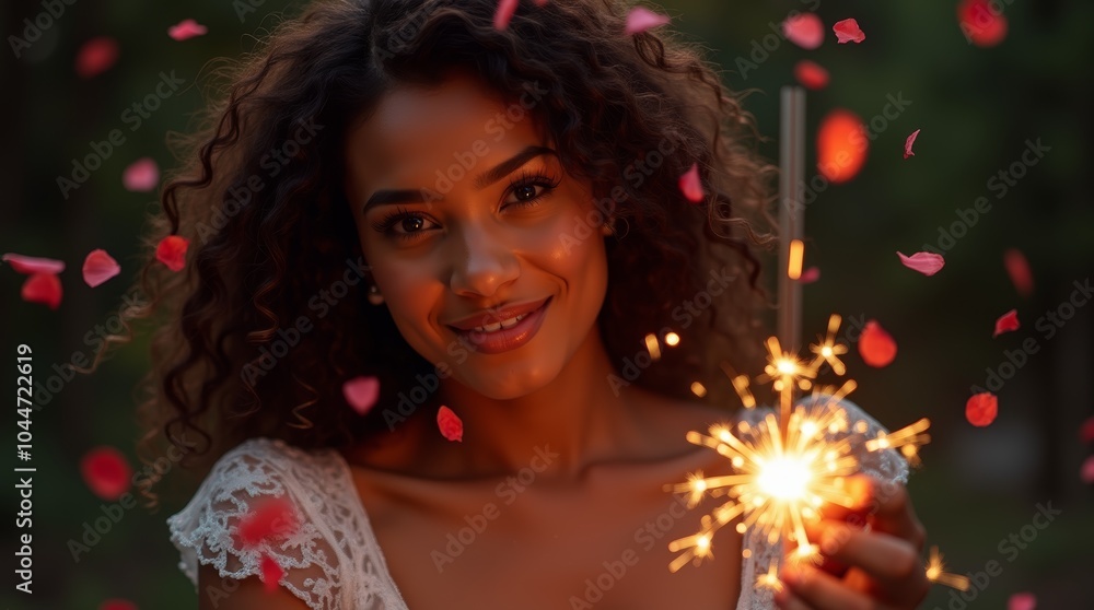 Woman with Sparklers and Confetti Woman with Sparklers and Confetti