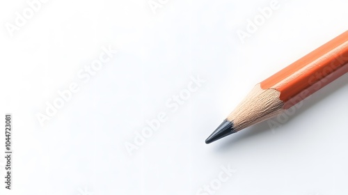 6. A top-down view of a single pencil resting on a white sheet of paper, creating a clean, minimalist look