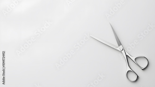 29. A top-down view of a small pair of scissors on a clean white background, creating a minimalist look