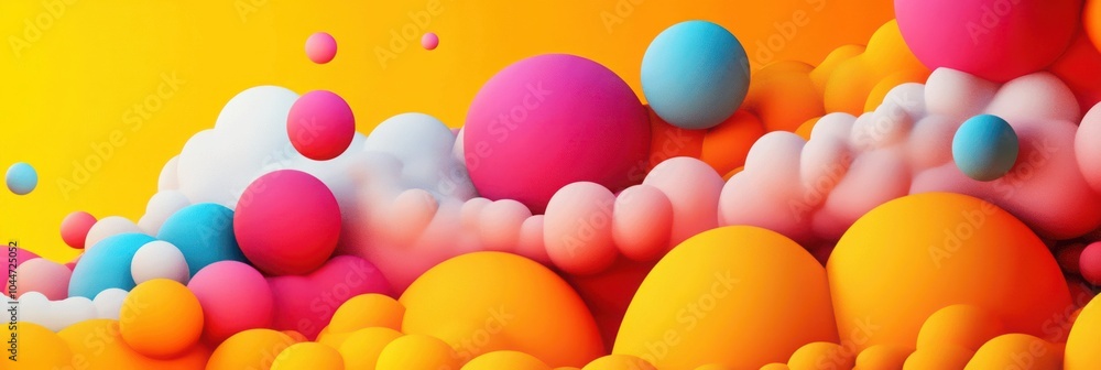 A vibrant 3D pop art illustration featuring a cozy, modern burst of bright colors and playful clouds, blending abstract shapes with a dynamic, energetic vibe. A vibrant 3D pop art illustration featuring a cozy, modern burst of bright colors and playful clouds, blending abstract shapes with a dynamic, energetic vibe.