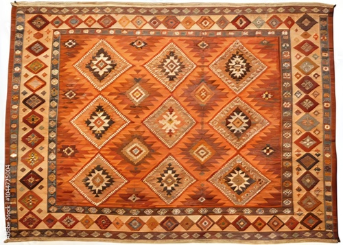 Rustic Terracotta Kilim Rug Perfect for Home Decor, Offering Warmth and Style in Any Space