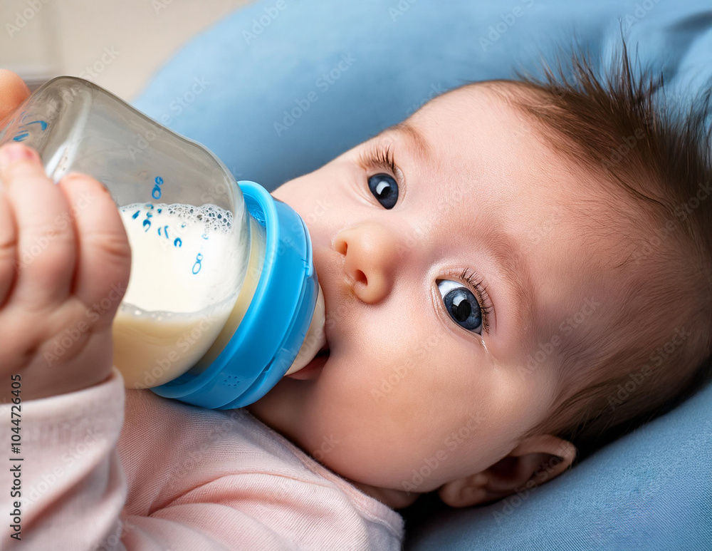 Kleines Baby wird mit der Flasche gefüttert