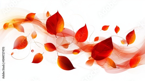 Vibrant Autumn Leaves Swirling on White Background - Seasonal Design Concept